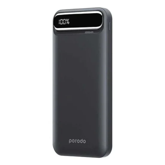 Porodo 20000mAh Power Bank with Digital Display - Black